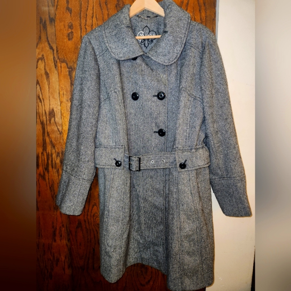 Guess double-breasted tweed trench coat